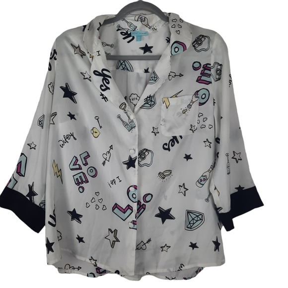 Betsey Johnson Button Down Satin Sleepwear Pajama - Picture 2 of 10